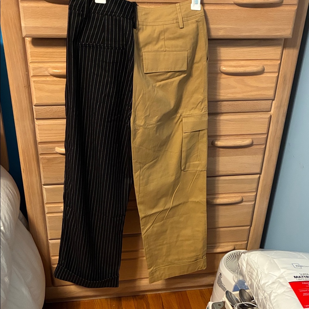 Choosy Day and Night Tan Cargo Pants and Black Pinstripe Pants Preppy - Picture 11 of 12